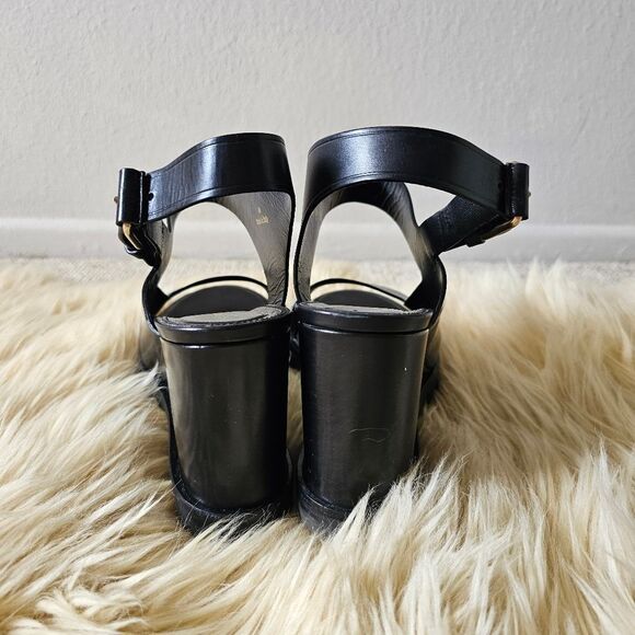 Tamara Mellon Black Leather Slingback Sandal Heels Size 40 - Picture 4 of 10